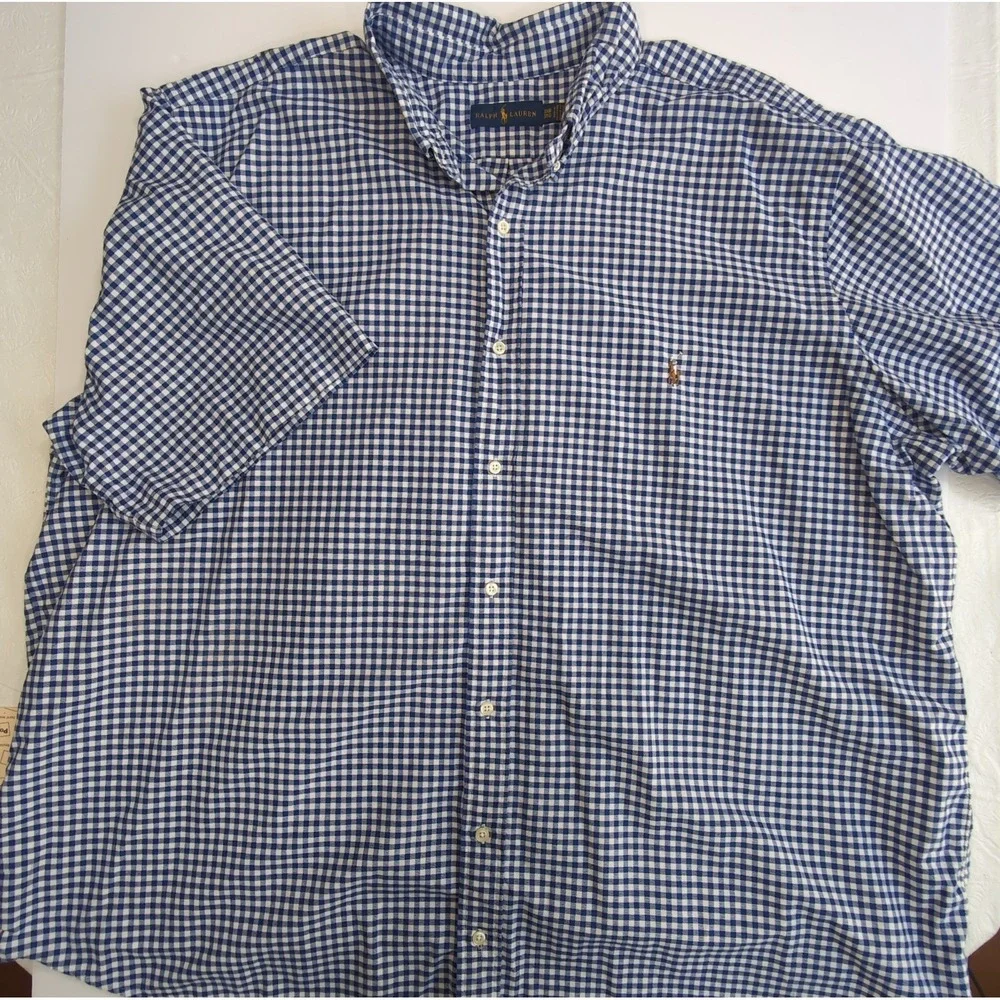 Polo Ralph Lauren Short Sleeve Oxford Button Down Shirt Mens 3XB Gingham Check